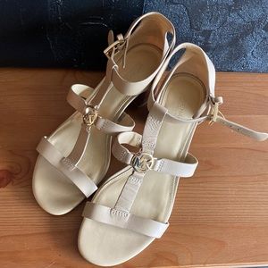 Gold And Tan strapped Michael Kors Sandals